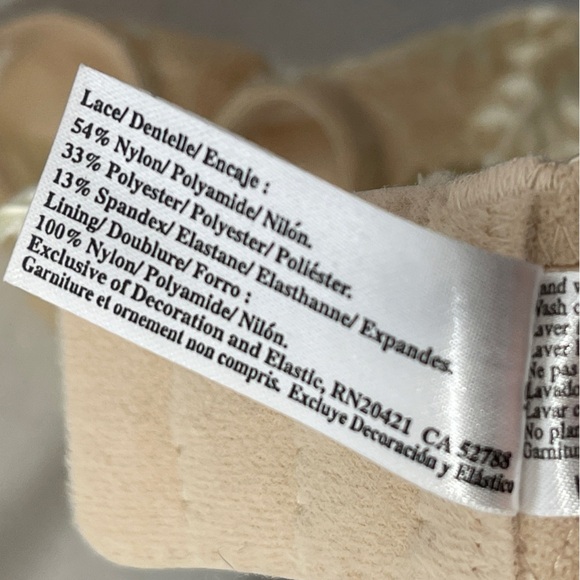 Wacoal Embrace Lace Underwire Bra in Sand Ivory Women’s Size 34C Style 65191 - Picture 9 of 9